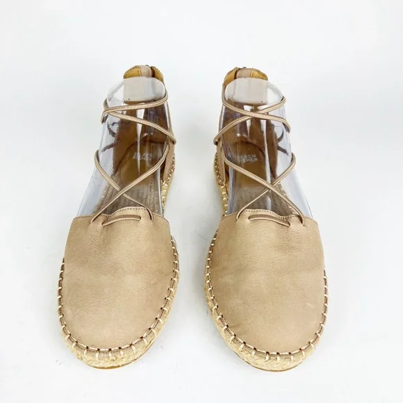 New Eileen Fisher 7.5 Leather Lace Up D'Orsay Lee Espadrille NUDE Flat Sandals - Picture 8 of 11